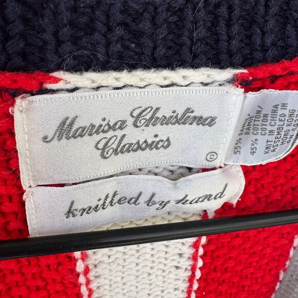 Marisa Christina Classics Hand-Knitted American Flag Cardigan Sweater Womens M - Picture 3 of 8